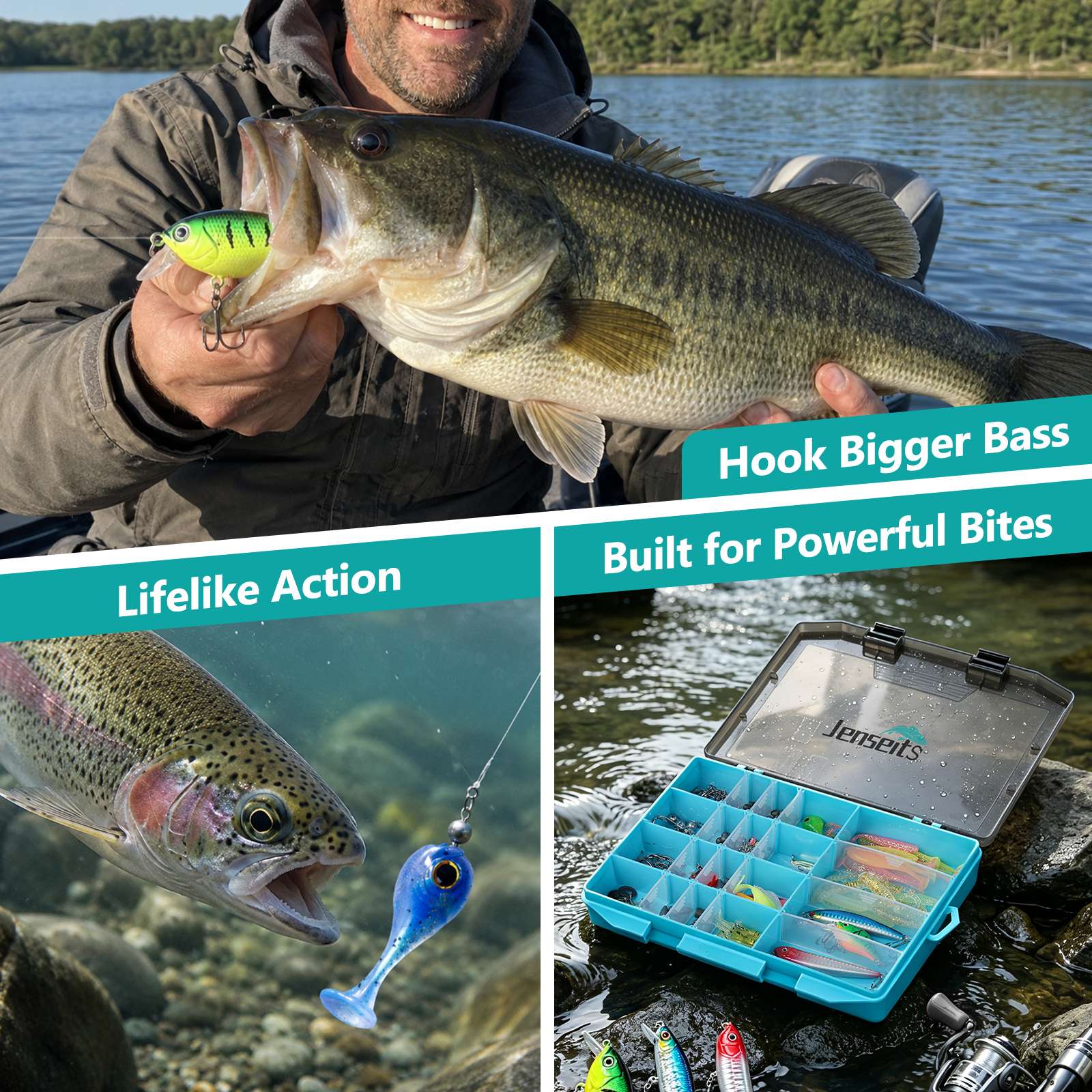 Jenseits Fishing Lure & Tackle Kit – 183/255/422-Piece Sets, Empty Tackle Box Options