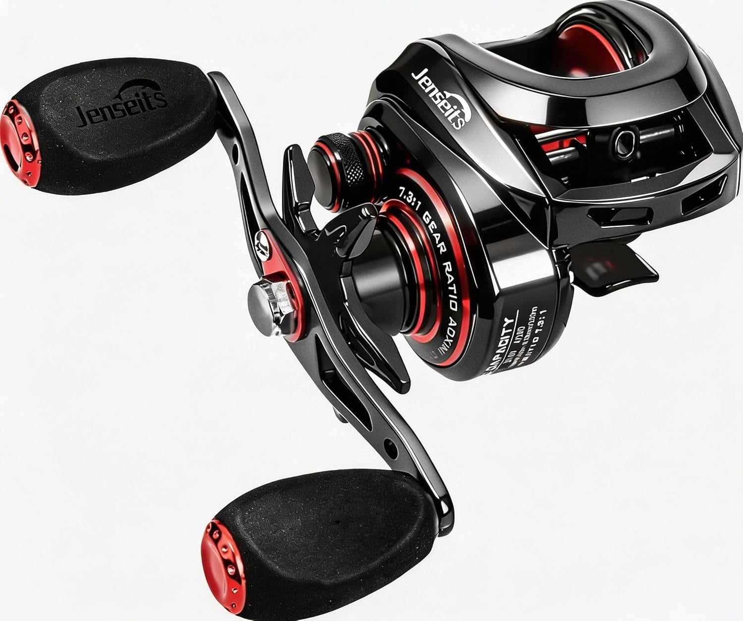 Jenseits Baitcaster Fishing Reel - 7.3:1 High-Speed, 7+1 Bearings Baitcasting Reel, 17.6LB Carbon Fiber Drag, 7.4OZ Lightweight with 8 Magnet Braking System (Right-Hand)