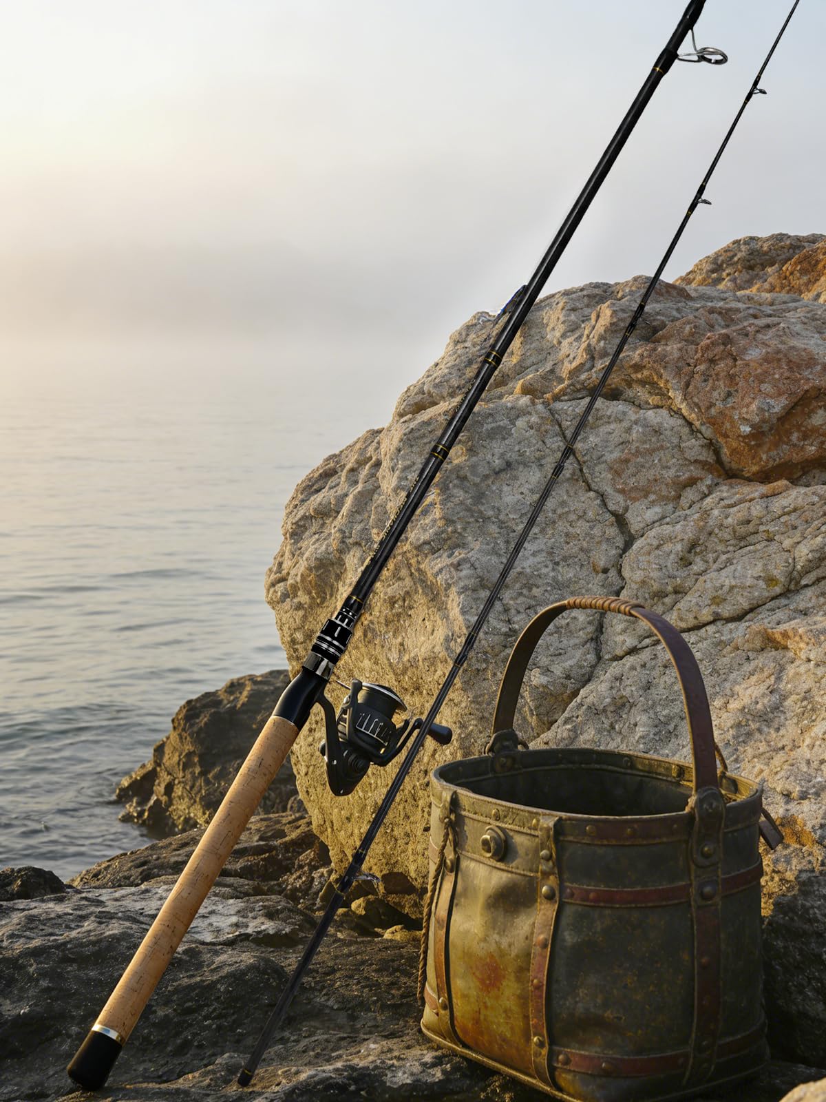 Jenseits Carbon Fiber 2-Piece Fishing Rod Series 8 Ft, Spinning & Casting Rods with Stainless Steel Ceramic Guides, Fast Action Fishing Pole for Bass, Trout, Walleye & Surf Fishing