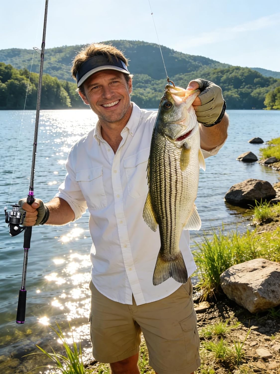 Jenseits Purple Carbon Fiber Fishing Rod Series 7 Ft, Spinning & Casting Rods with Stainless Steel Ceramic Guides, Fast Action Fishing Pole for Bass, Trout, Walleye & Surf Fishing