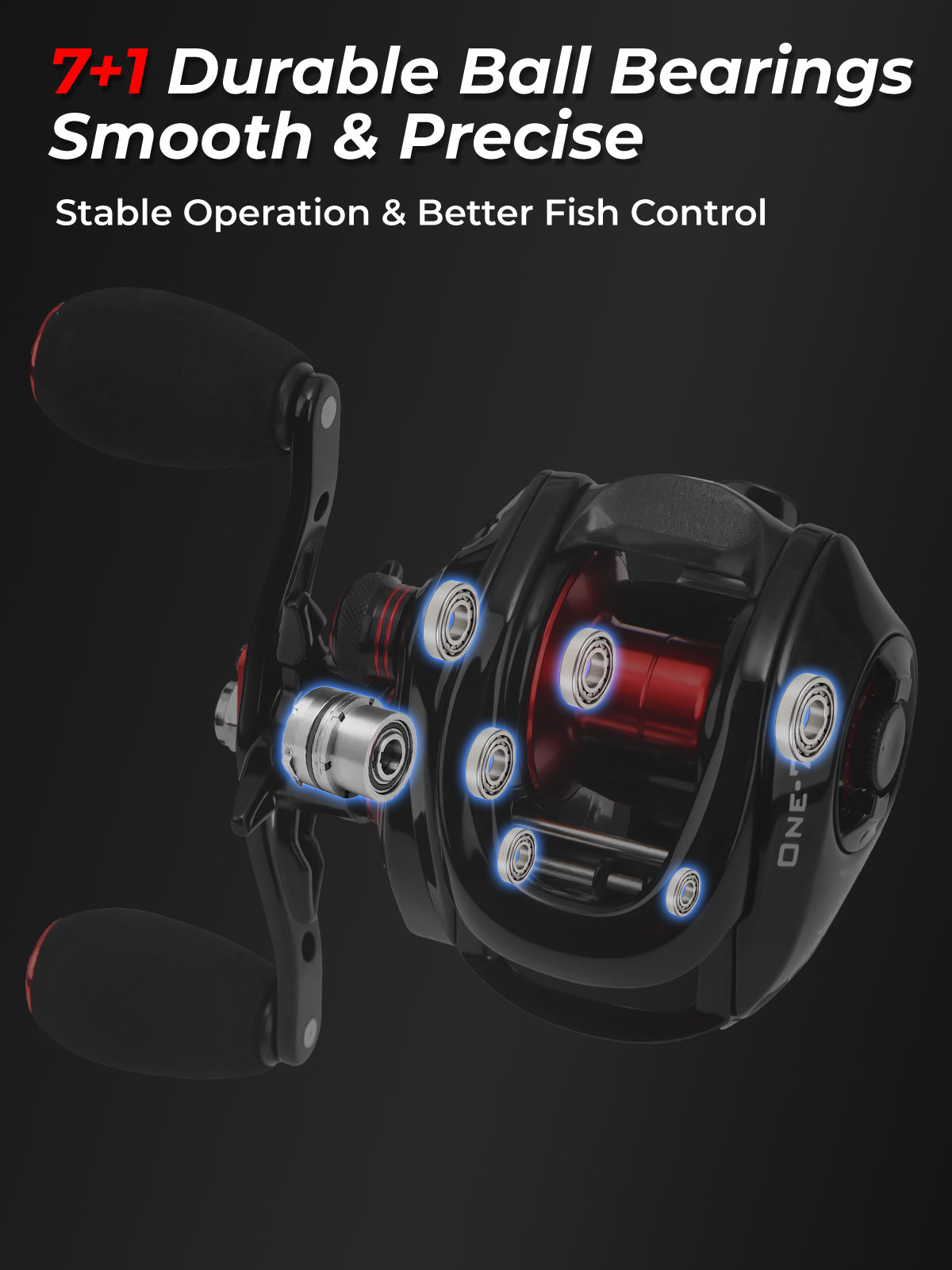 Jenseits Baitcaster Fishing Reel - 7.3:1 High-Speed, 7+1 Bearings Baitcasting Reel, 17.6LB Carbon Fiber Drag, 7.4OZ Lightweight with 8 Magnet Braking System (Right-Hand)