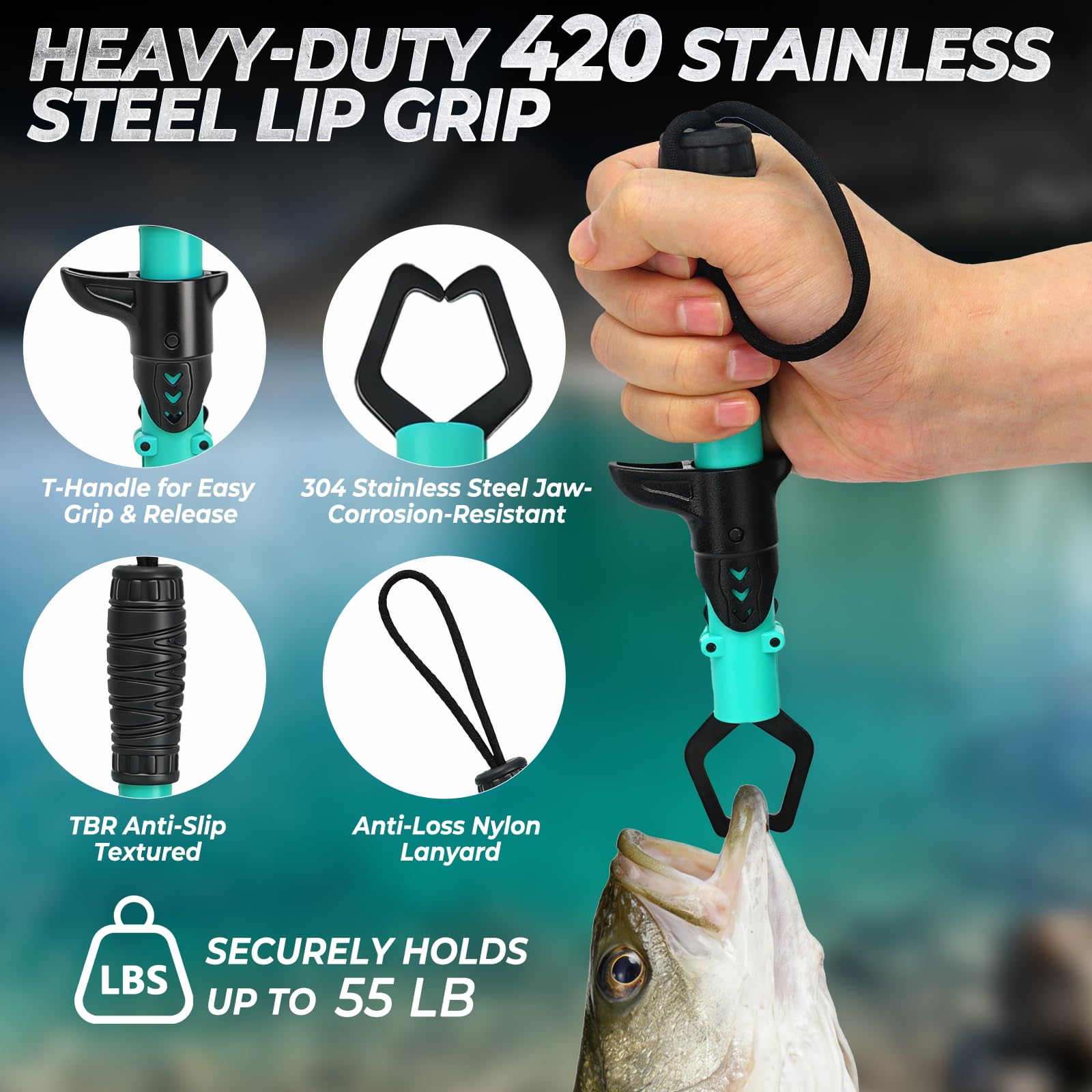 Jenseits Fishing Gear Set, 6PCS Fishing Tools Kit, Fishing Pliers, Corrosion Resistant Fillet Knife, Fish Lip Gripper, Hook Remover, Fishing Scissors & Sharpening Stone, Fishing Gift for Men & Anglers