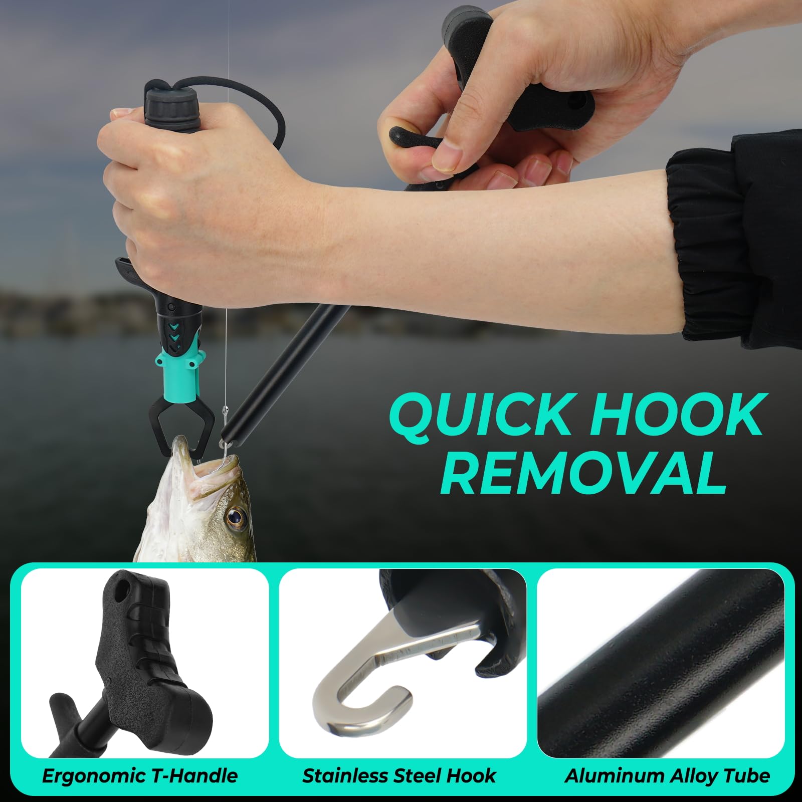Jenseits Fishing Gear Set, 6PCS Fishing Tools Kit, Fishing Pliers, Corrosion Resistant Fillet Knife, Fish Lip Gripper, Hook Remover, Fishing Scissors & Sharpening Stone, Fishing Gift for Men & Anglers