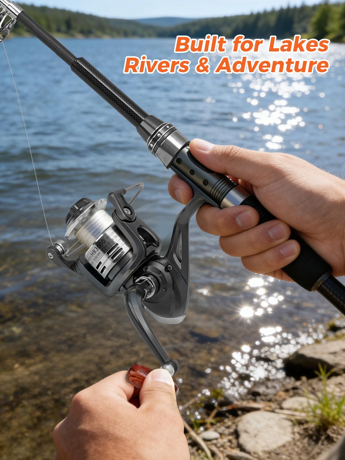6Ft Fishing Rod and Reel Combo - Carbon Fiber Telescopic Fishing Pole with Spinning Reel 5.2:1 Gear Ratio - Portable Travel Fishing Kit with Lures, Line & Carrier Bag for Beginner Adults